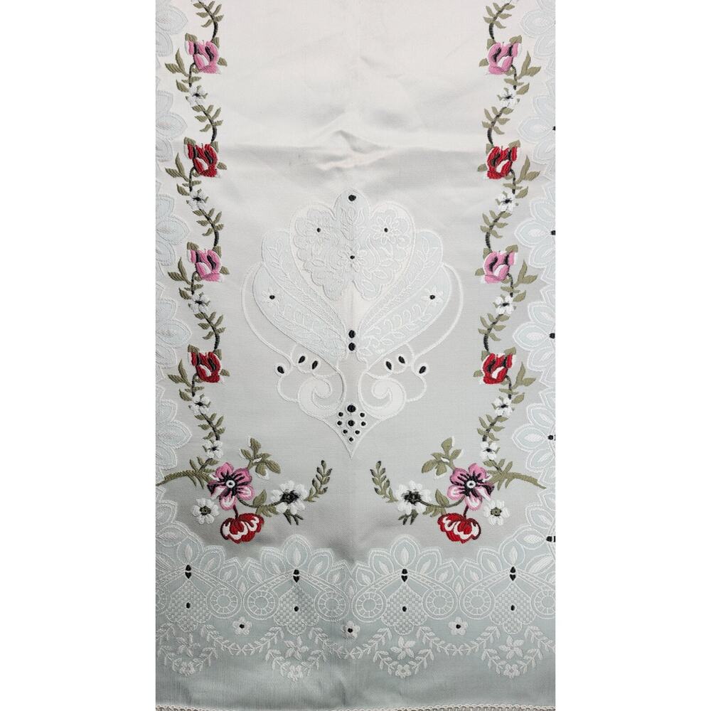 Pink and White Embroidered Islamic Prayer Rug, Prayer Mat 27.5" x 48" - Picture 3 of 8